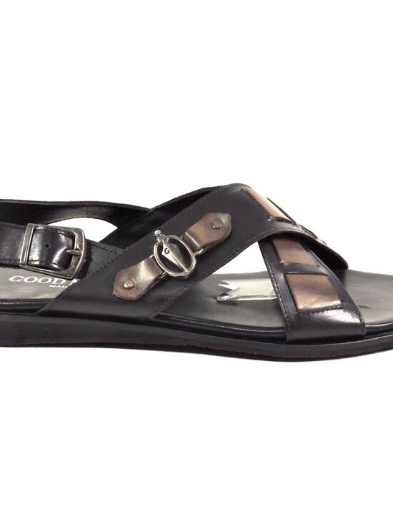 GOODMAN ?? MEN\'S BROWN SOFT LEATHER COMFORT SUMMER FLAT SANDALS